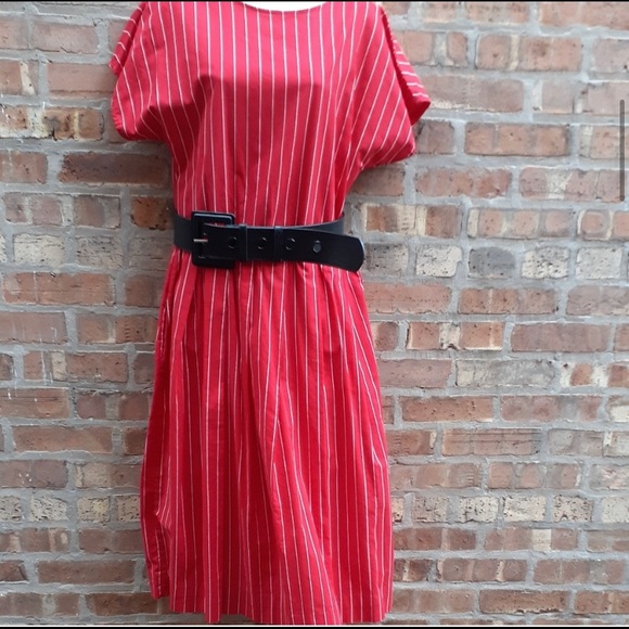 Stunning Vintage red 80’s pinstripe midi dress ♥️ - Picture 5 of 7